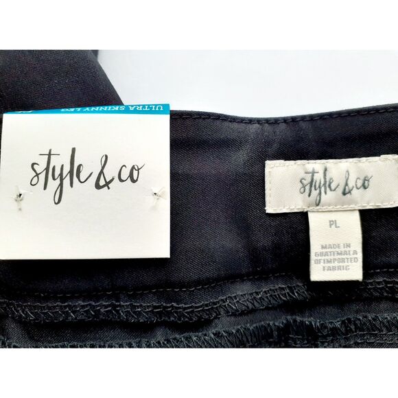Style & Co. Ultra Skinny Leg Mid Rise Comfort Waist Pull On Black Pants NWT PL - Picture 8 of 8